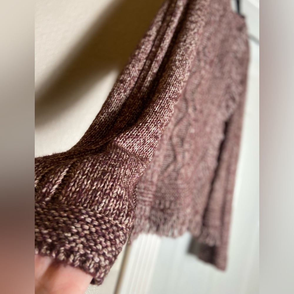 Tribal~Fringed~Cable Knit~Burgundy/Cream~Variegated~Sweater~Cardigan~Size TG/XL - Picture 6 of 16